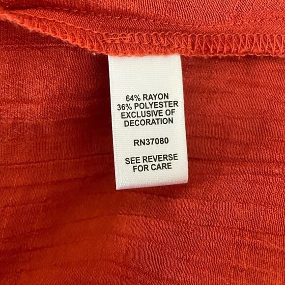 Cato Women Tunic‎ Top 18/20 Burnt Orange Lace Frayed Sleeve Gauzy Boho Workwear - Picture 7 of 9